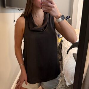 Vince Camuto Brown Draped Cowl Neck Sleeveless Camisole